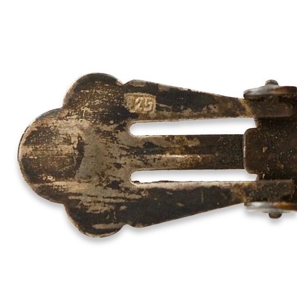 Vintage Baltic Amber Sterling Silver Clip On Earrings Leaf Design - Picture 6 of 8